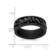 Men's Black Titanium Pattern Band Ring - 7mm  product image