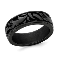 Men's Black Titanium Pattern Band Ring - 7mm  product image