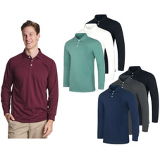 Men's Cotton Jersey Long-Sleeve Polo Shirt (3-Pack) product image