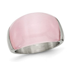 Stainless Steel Brushed Pink Cats Eye Ring product image