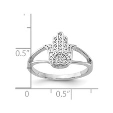 Sterling Silver Heart Hamsa Ring with Synthetic Cubic Zirconia (CZ)s product image