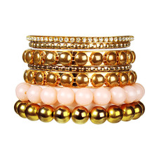 Retro Burnished Gold Inlaid Rhinestone Bangle Bracelet (7 Piece Set) product image