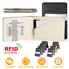 RFID Blocking Slim PU Leather Bifold Wallet with Money Clip product image