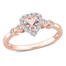 5/8 Carat (ctw) Morganite Heart Promise Ring in Rose Plated Sterling Silver product image