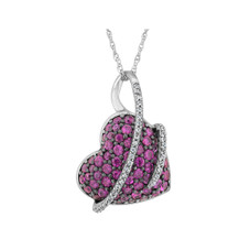 Lab-Created Ruby Heart & Created White Sapphire Necklace  product image