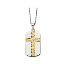 Men's Gold Plated Stainless Steel Cross Dogtag Necklace  product image