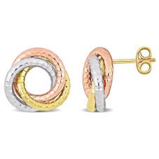 10K Yellow Gold Love Knot Button Earrings product image