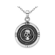 Sterling Silver Antiqued Skull Necklace with Chain product image