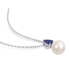 8.5-9mm Freshwater Cultured Drop Pearl Necklace with Blue Sapphire product image