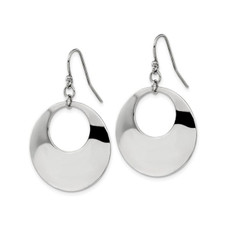 Stainless Steel Polished Circle Dangle Earrings product image