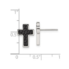 Stainless Steel Polished and Black Plated Cross Earrings product image