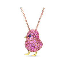 2.40 Carat (ctw) Lab-Created Blue and Pink Sapphire Bird Necklace product image