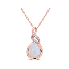 1.20 Carat (ctw) Blue Opal Drop Twist Necklace in 10K Rose Gold  product image