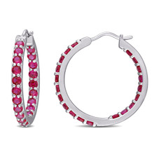 3.00 Carat (ctw) Lab-Created Ruby Hoop Earrings product image