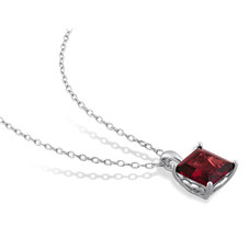 3.10 Carat (ctw) Princess-Cut Garnet Solitaire Necklace product image