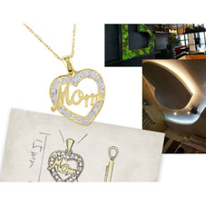 Accent Diamond MOM Heart Pendant Necklace product image