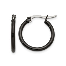 Stainless Steel Polished Black Plated Hoop Earrings (19mm) product image
