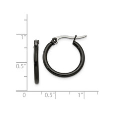 Stainless Steel Polished Black Plated Hoop Earrings (19mm) product image