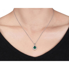1.50 Carat (ctw) Lab-Created Emerald and White Sapphire Drop Necklace product image
