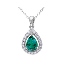 1.50 Carat (ctw) Lab-Created Emerald and White Sapphire Drop Necklace product image