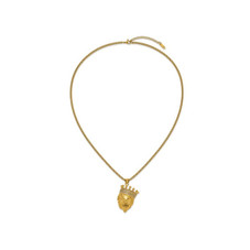 Stainless Steel Polished Lion Head with Crown Necklace product image