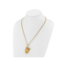Stainless Steel Polished Lion Head with Crown Necklace product image