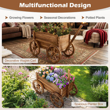 Rustic Wood Wagon Planter (1 or 2-Pack) product image