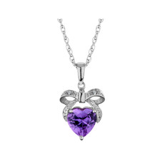 4/5 Carat (ctw) Amethyst Bow and Heart Pendant Necklace  product image