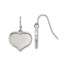 Stainless Steel Polished Heart Dangle Shepherd Hook Earrings product image