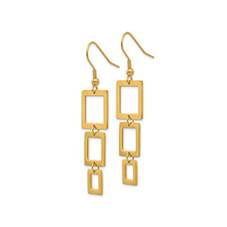 Yellow Plated Stainless Steel Polished Rectangle Dangle Earrings product image