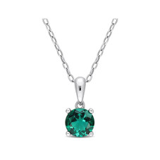 4/5 Carat (ctw) Lab-Created Emerald Solitaire Pendant Necklace product image