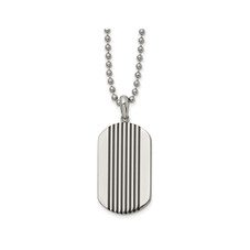 Mens Stainless Steel Black Stripes Dogtag Necklace product image