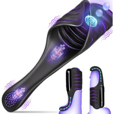 Tapping Vibrating Male Masturbator with Bend-to-Fit Testicle Vibrator product image