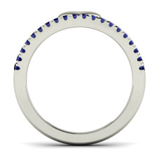 Sterling Silver 1/4ct TDW Blue Sapphire Diamond Row Heart Ring product image