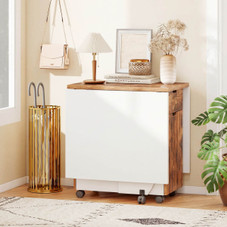 Foldable Rolling Dining Table with Drawers and Cabinets product image