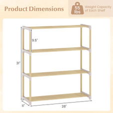 3/4-Tier Solid Wood Shoe Shelf Stand with Slatted Shelves product image