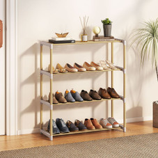 3/4-Tier Solid Wood Shoe Shelf Stand with Slatted Shelves product image