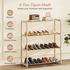 3/4-Tier Solid Wood Shoe Shelf Stand with Slatted Shelves product image