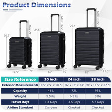 3-Piece Hardside Luggage Set with 8-Spinner Wheels and 3-Digit Lock product image