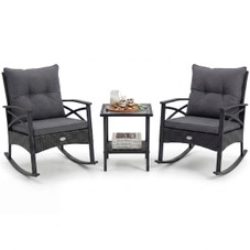 3-Piece Rattan Rocking Chair Set with 2-Tier Side Table product image