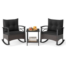 3-Piece Rattan Rocking Chair Set with 2-Tier Side Table product image
