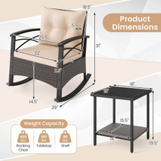 3-Piece Rattan Rocking Chair Set with 2-Tier Side Table product image