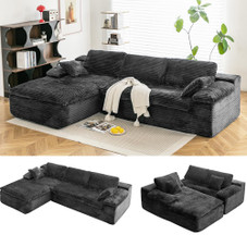 110" L-Shaped Modular Sectional Sofa with Fluffy Cushions product image