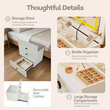 3-in-1 Small Vanity Desk Set with Flip-Top Mirror and Stool product image