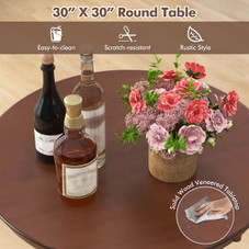 30” Round Pedestal-Base Bar Table with Rubber Wood Frame  product image
