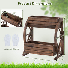 2-Tier Rustic Wood Wagon Planter with Drainage Hole product image