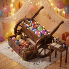 2-Tier Rustic Wood Wagon Planter with Wheels product image