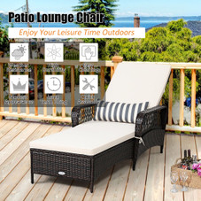 PE Rattan Chaise Lounge Chair with Adjustable Backrest product image
