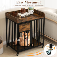 Dog Crate Furniture with Protective Guardrails and Lockable Door product image