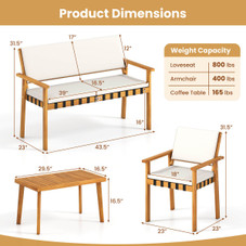 4-Piece Wood Furniture Set with Coffee Table and Cushions product image